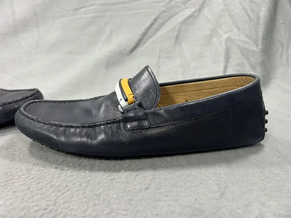Tod's Shoes Mens Size 8 Blue Leather Driving Loafers Gommino Italy Slip On